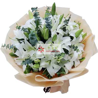 呼伦贝尔9支白色多头百合，祝福你幸福